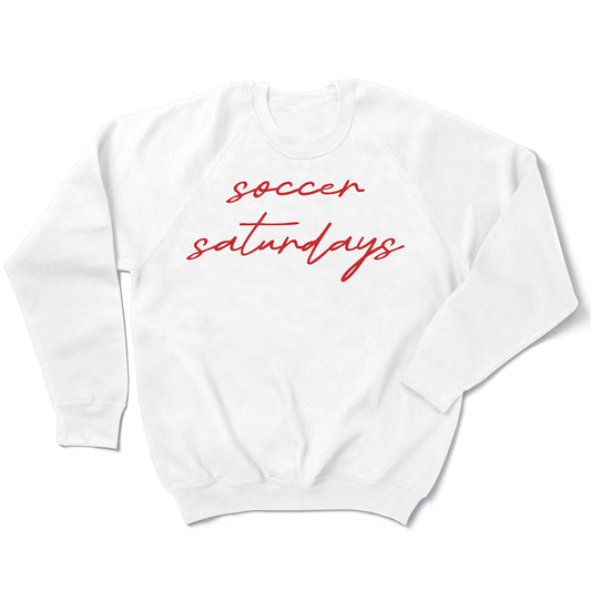 Soccer Saturday Red - Raglan Crewneck French Terry - Unisex